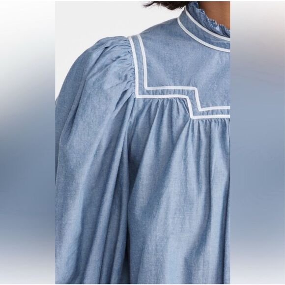 Ulla Johnson Blanche Chambray Long Sleeve Dress 100% Cotton Size 4 - Picture 3 of 4